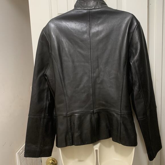 100% Lambskin Leather Apt 9 Black Leather Women's Zip Up Jacket Sz Large - Picture 6 of 16